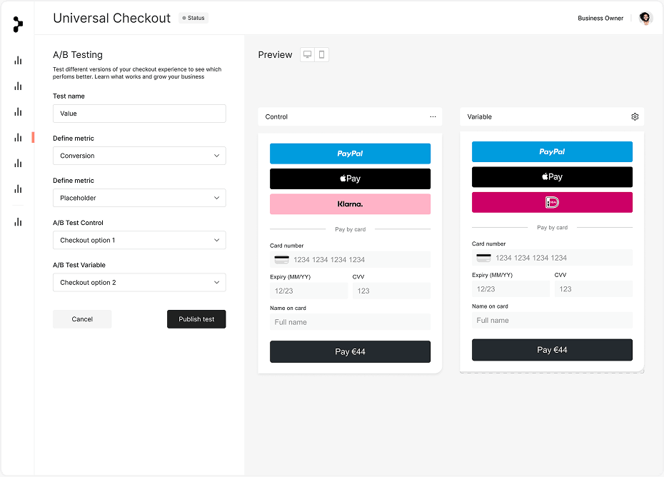 A/B Testing for Checkouts