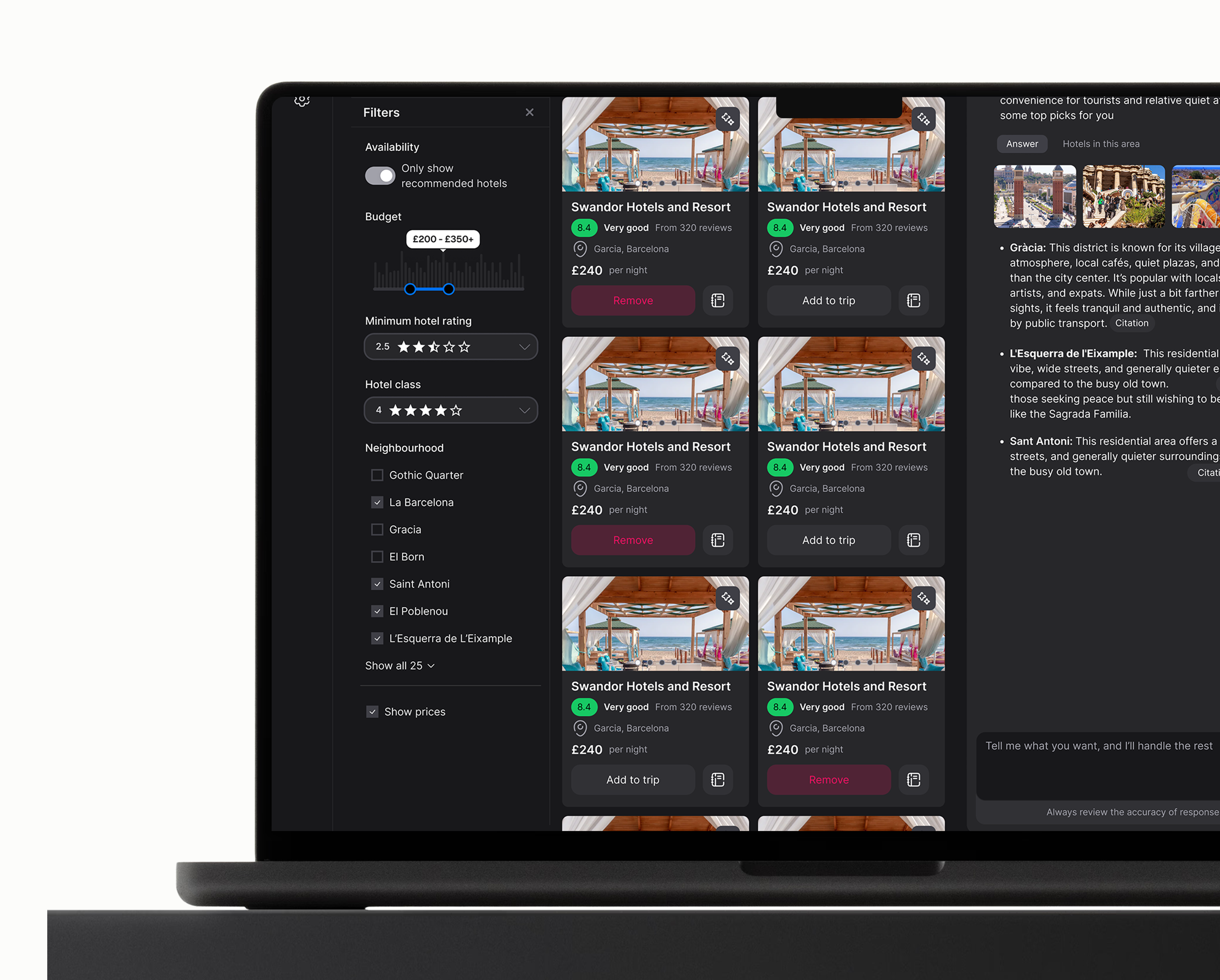 AI hotel search