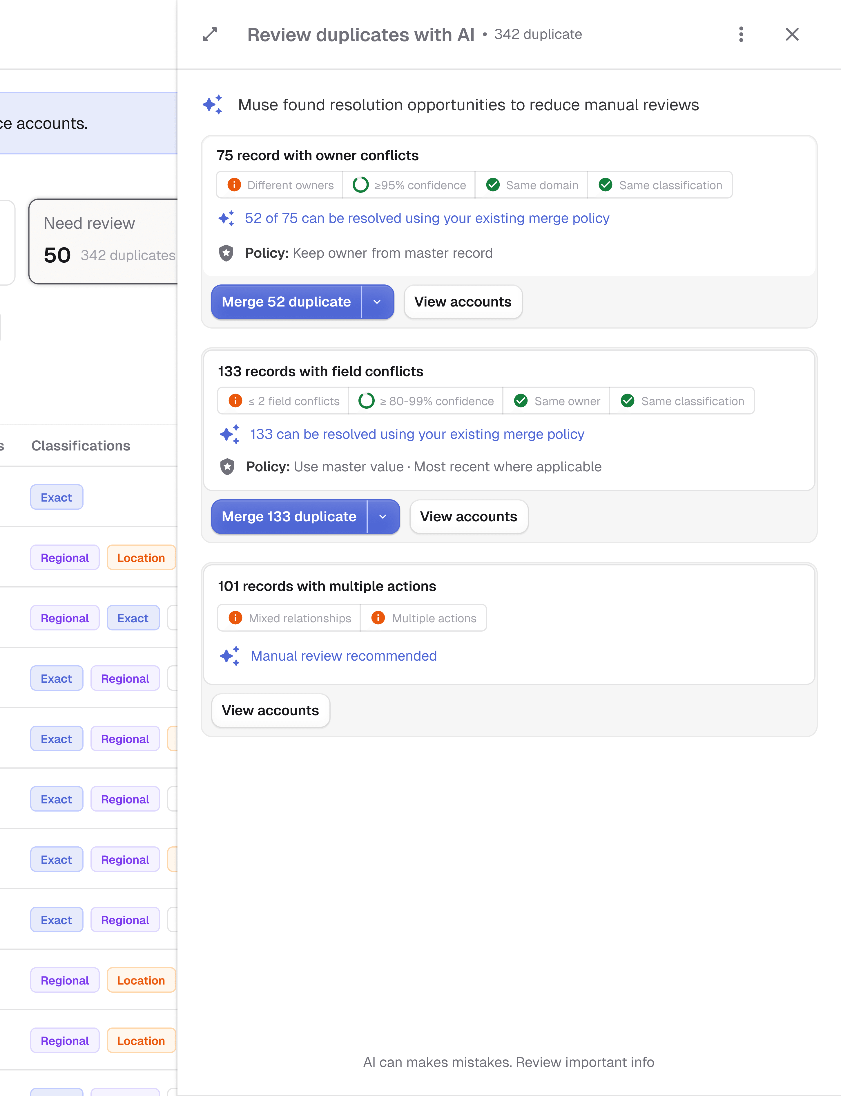 Review duplicates with AI